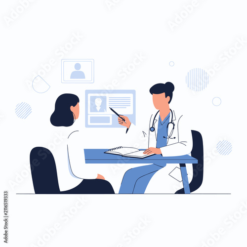 Doctor And Patient Consultation Discussing Medical Health Data