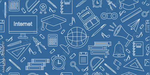 Quadro su tela Back to school doodle background