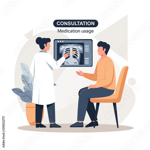 Doctor Advising Patient On Medication Treatment And X-Ray Scan Results With Care