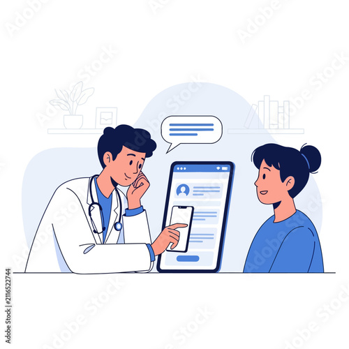 Doctor Advising Patient On Smartphone Medical App Consultation