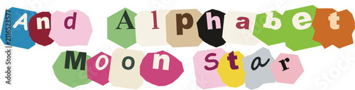 Colorful Collage Style Typography Featuring Decorative Paper Cutout Lettering for Creative Design