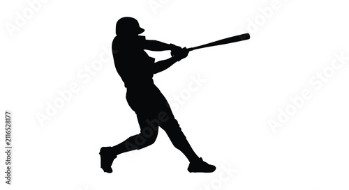 baseball player swinging bat in action pose black silhouette