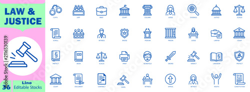 Fotografie Law and justice icons set