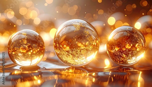 Universal Luxury Concept Glass Spheres With Golden Light Reflections For Universal Luxury Concept And Premium Abstract Backgrounds For Elegant Graphic Design Projects