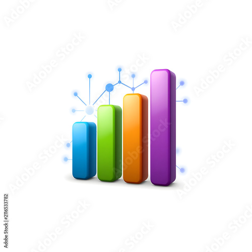 Colorful Business Growth Bar Chart Icon on White Background