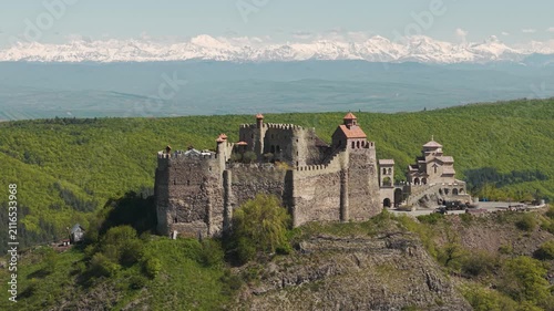 Aerial View of Mzovreti Monastery in Shida Kartli Region of Georgia