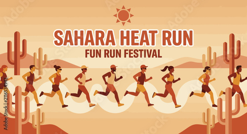 Sahara Heat Run Fun Run Festival Desert Landscape Illustration