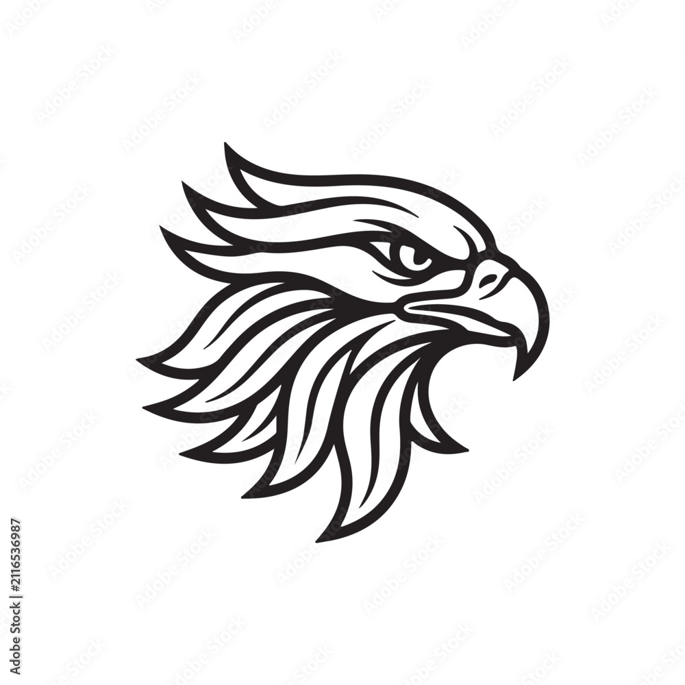 Fototapeta premium Eagle Head Outline Vector Logo Design