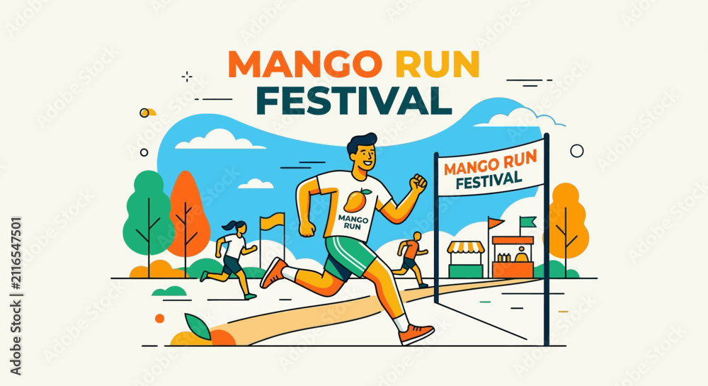 Obraz premium Mango Run Festival Celebration Of Fitness And Fruit Festivity