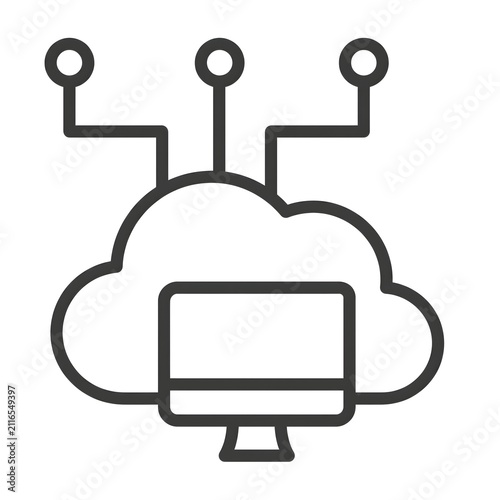 Edge Computing Cloud Network Icon Vector Illustration