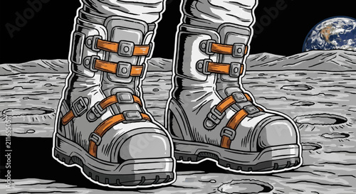 Obraz na płótnie Moonwalking Space Boots Concept Art.