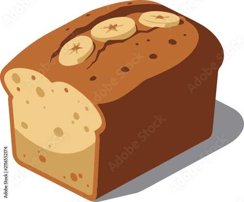 Isometric Banana Bread Loaf Icon