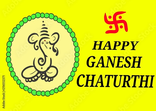  illustrated design about happy Ganesh Chaturthi 