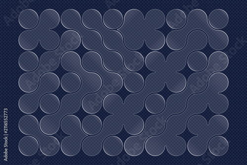 Abstract Glassmorphism Geometric Pattern with Transparent Interlocking Shapes