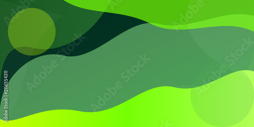 Abstract green background with flowing organic shapes and circular elements in vector format