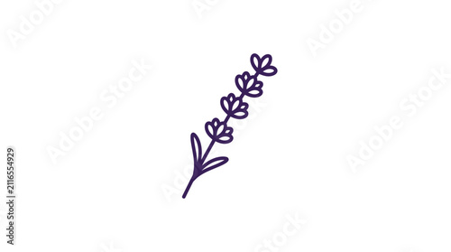 Purple lavender sprig icon on white background.