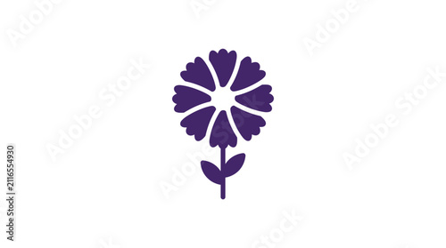 Purple cornflower floral icon isolated on white.
