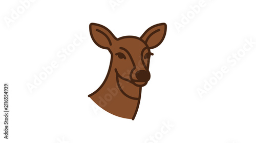 Brown deer head portrait vector icon.