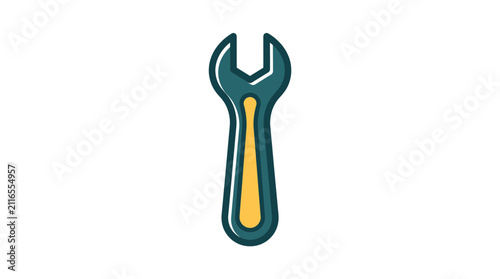 Teal and yellow adjustable wrench tool icon.