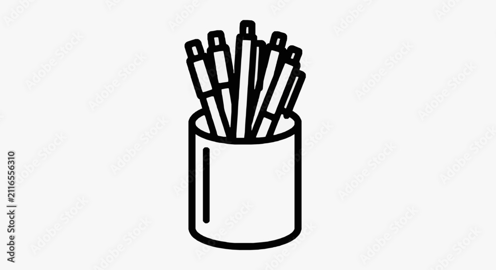 Fototapeta premium Pencil holder with writing tools ready for use.