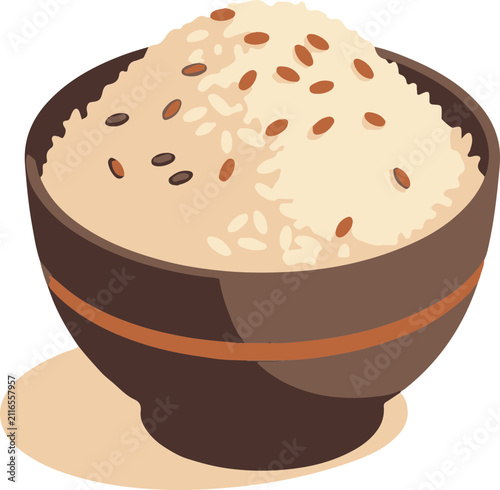 Isometric Brown Rice Bowl Icon