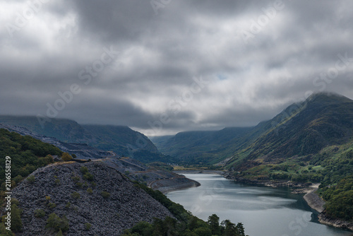 Obraz na plátně Dramatic Landscape Of Llyn Peris, Snowdonia, North Wales