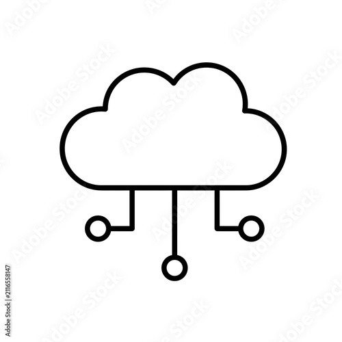 Cloud Computing Network Icon Vector Illustration | Line Design Technology Symbol