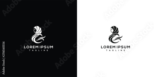 Foto Elegant Abstract Hijab Woman Logo Design for Muslimah Fashion or Beauty Brand