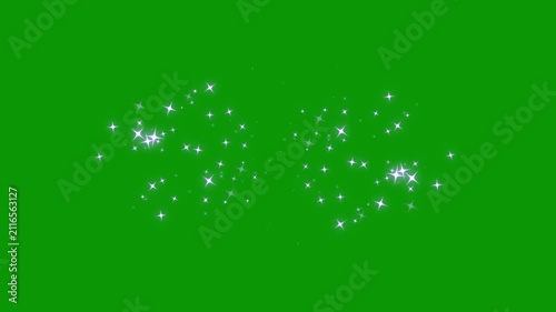 White glitter starburst animation, glowing white particle explosion overlay on green screen background, sparkling fairy dust trail, seamless 4k motion graphics, luxury visual effects loop