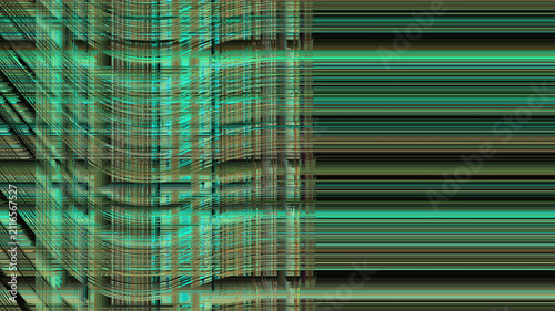 Teal Digital Grid – Abstract Glitch Lines Background