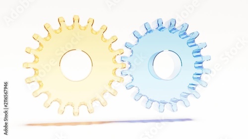 Yellow blue glass gears mechanic bg rotate endless 4k
