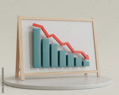 Declining trend illustrated with bar and line chart combination.