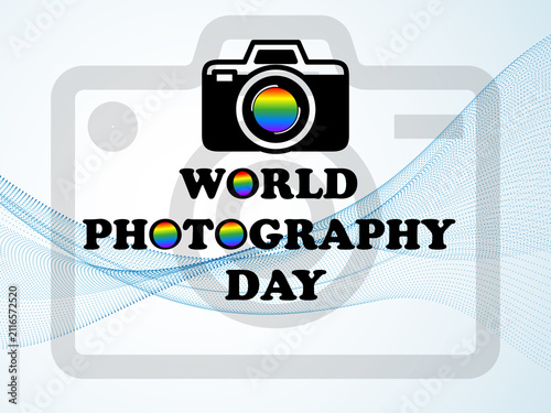 Illustrated design about world photography day with digital camera icon