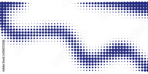 Abstract Blue Halftone Dots Corner Frame Background with Modern Geometric Border Vector Design