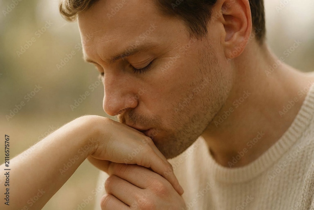 Naklejka premium Tender kiss on the hand