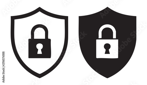Security shield with padlock protection icon vector for cyber security and information data.