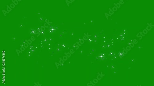White glitter star trail overlay, sparkling fairy dust animation, glowing particle burst, green background, seamless 4k loop, cinematic motion graphics visual effects