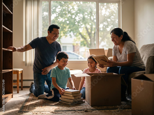 Immigrant family settling into new home with hope and excitement