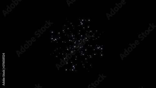 White star blast animation, sparkling glitter particle explosion, glowing fairy dust burst, black background overlay, seamless 4k loop, cinematic motion graphics visual effects for video editing
