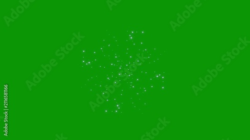 White star blast animation, sparkling glitter particle explosion, glowing fairy dust burst, green background overlay, seamless 4k loop, cinematic motion graphics visual effects for video editing