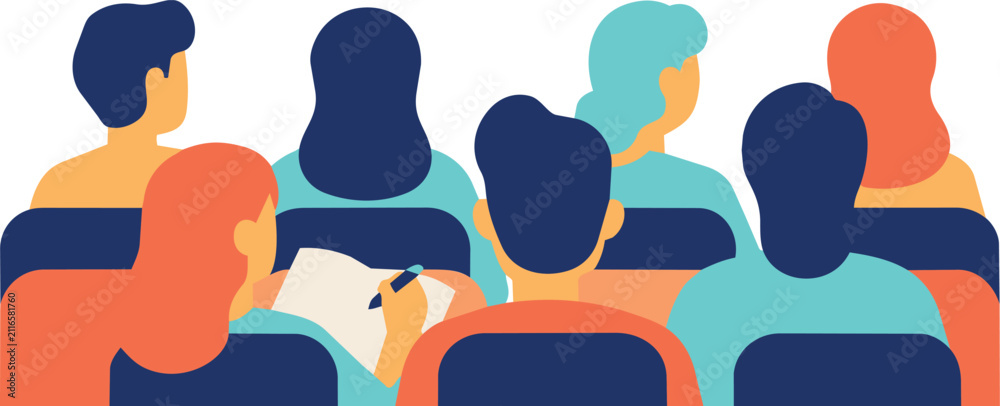 © gino - Conference audience vector illustration with people attending business presentation
