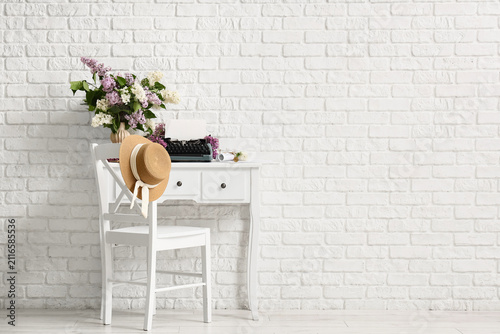 White brick wall background...