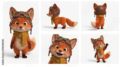 Baby Fox Wearing Aviator Hat