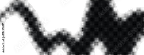 Quadro su tela Abstract black and white vector halftone pattern with undulating waves and gradi