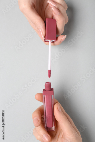 Female hands with liquid li...