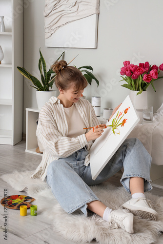 Female artist painting flow...