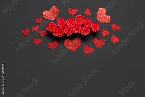 Decorative roses and hearts...