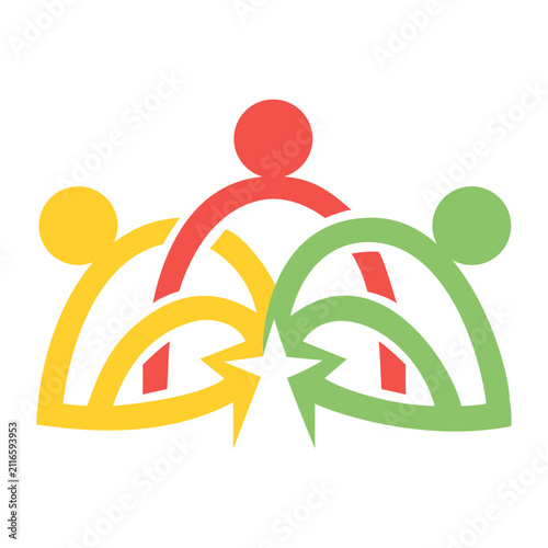 Colorful Teamwork Partnership People Star Abstract Vector Logo