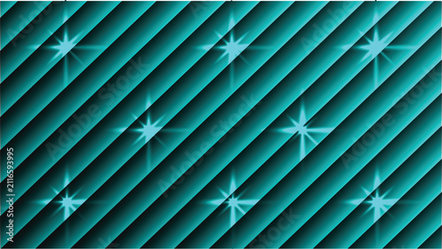 Vibrant Cyan Turquoise Diagonal Stripes Abstract Background with Glowing Stars