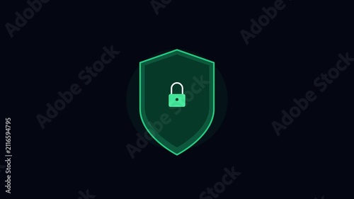Digital security shield with scanning animation for cybersecurity and data protection concepts 4k